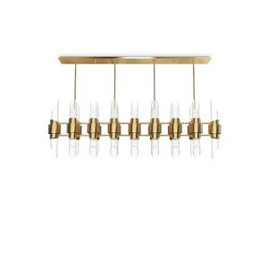 Luxxu Tycho Rectangular Suspension  Chandelier Brass and Crystal