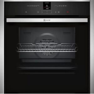 Neff N70 B57CR22N0B Pyrolytic Single Oven Stainless Steel Hide & Slide Black with Steel Trim