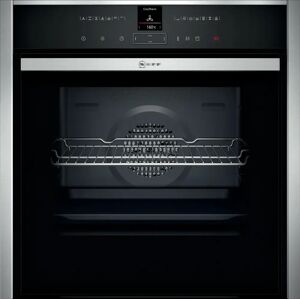 Neff N70 B57VR22N0B Pyrolytic Single Oven Stainless Steel Hide & Slide Black with Steel Trim