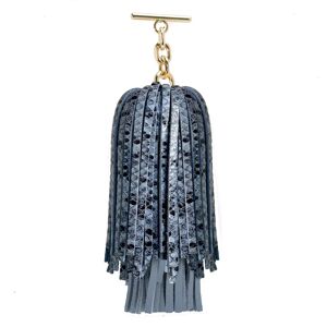 Sarah Haran Accessories Sarah Haran Double Pompom Tassel - Textured - Gold / Blue Python Blue Fairy - Female