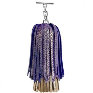 Sarah Haran Accessories Sarah Haran Double Pompom Tassel - Textured - Silver / Blue Glitter Metallic Gold - Female