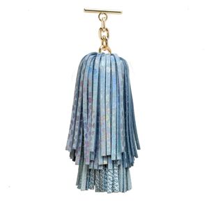 Sarah Haran Accessories Sarah Haran Double Pompom Tassel - Textured - Gold / Metallic Mist Blue Holographic - Female