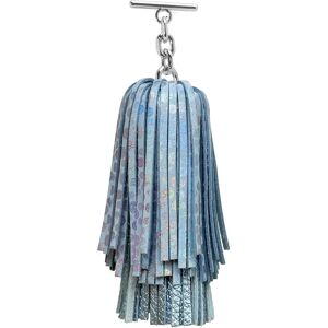 Sarah Haran Accessories Sarah Haran Double Pompom Tassel - Textured - Silver / Metallic Mist Blue Holographic - Female