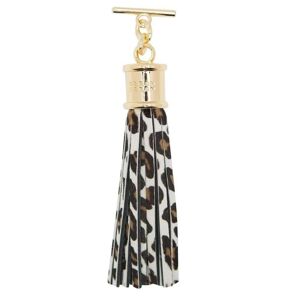 Sarah Haran Accessories Sarah Haran Leather Handbag Tassel- Animal Print- Gold/ Leopard Cream - Gold / Leopard Cream - Female