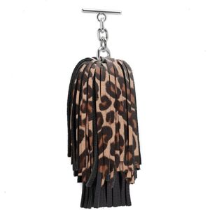 Sarah Haran Accessories Sarah Haran Leather Handbag Pompom Tassel - Animal Print - Silver / Black Leopard - Silver / Black Leopard - Female