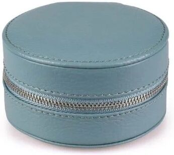 Sarah Haran Accessories Sarah Haran Round Small Leather Jewellery Box - Silver / Aqua Blue - Silver / Aqua - Female