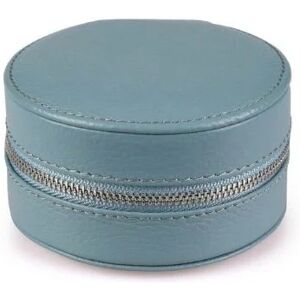 Sarah Haran Accessories Sarah Haran Round Small Leather Jewellery Box - Silver / Aqua Blue - Silver / Aqua - Female