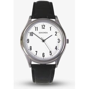 Sekonda Easy Reader Silver & Black Leather Watch 3621 Sekonda Easy Reader Silver & Black Leather Watch 3621