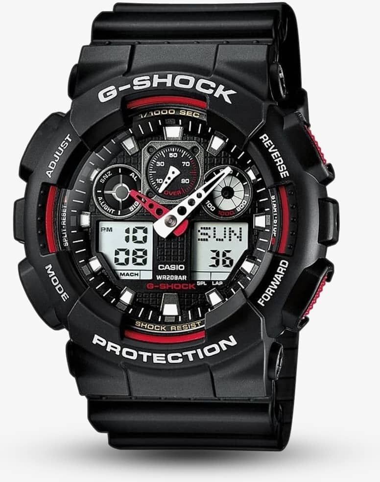 Casio G-Shock Classic Dual Display Black Plastic Strap Watch GA-100-1A4ER