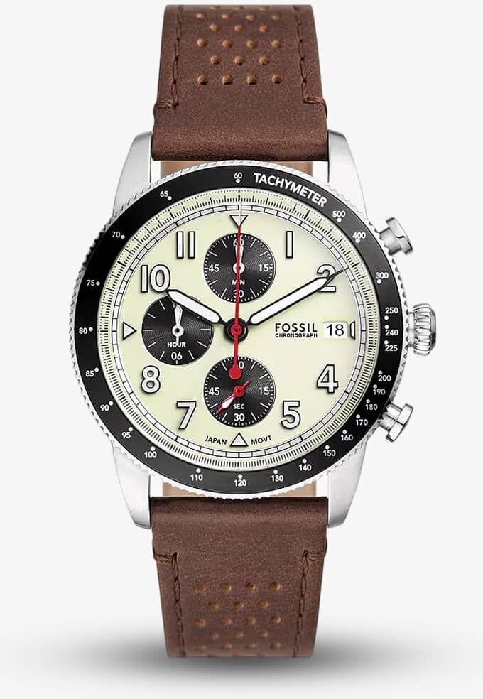 Fossil Sport Tourer Brown Leather Strap Watch FS6042