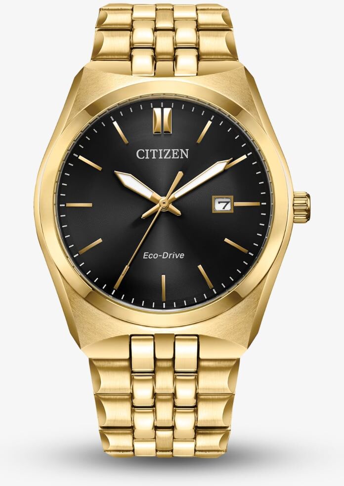 Citizen Corso Eco Drive Gold Plated Black Watch BM7333-85E