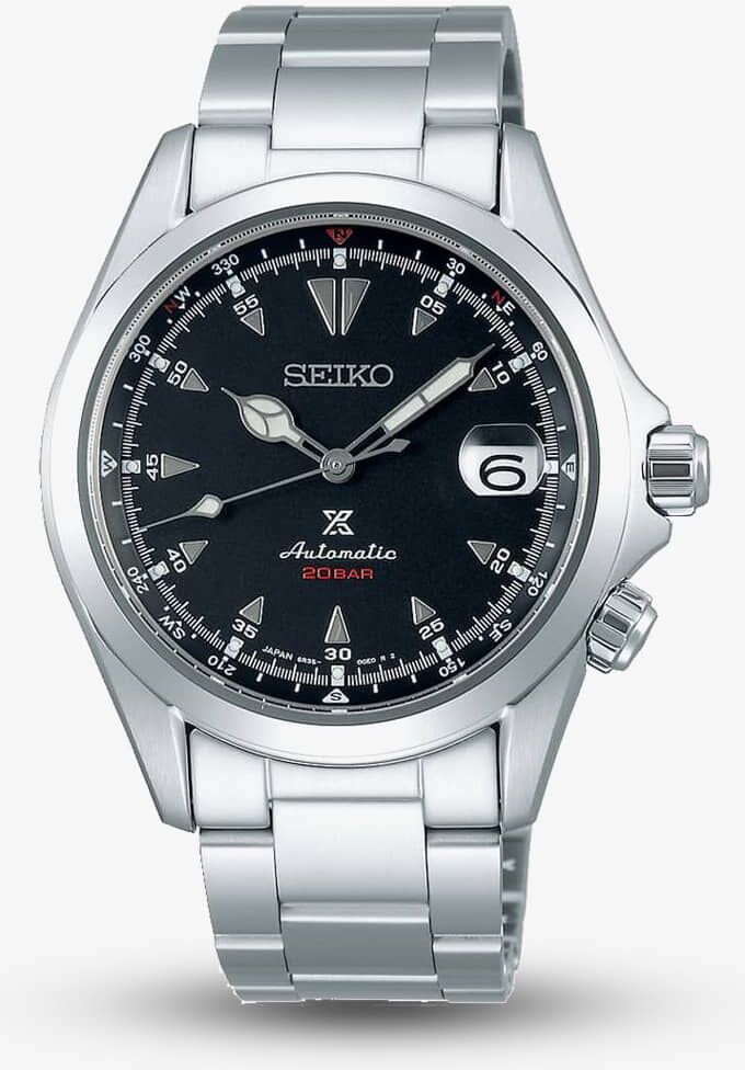 Seiko Mens Prospex Alpinist Automatic Black Dial Stainless Steel Bracelet Watch SPB117J1