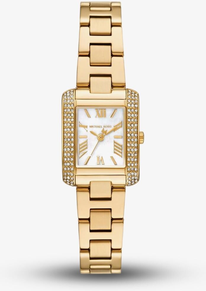 Michael Kors Emery Gold Tone Mother Of Pearl Crystal Pave Watch MK4867