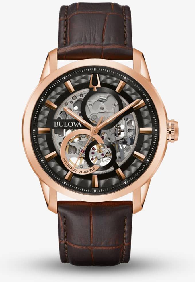 Bulova Mens Sutton Rose Gold Plated Expansion Watch 97A169