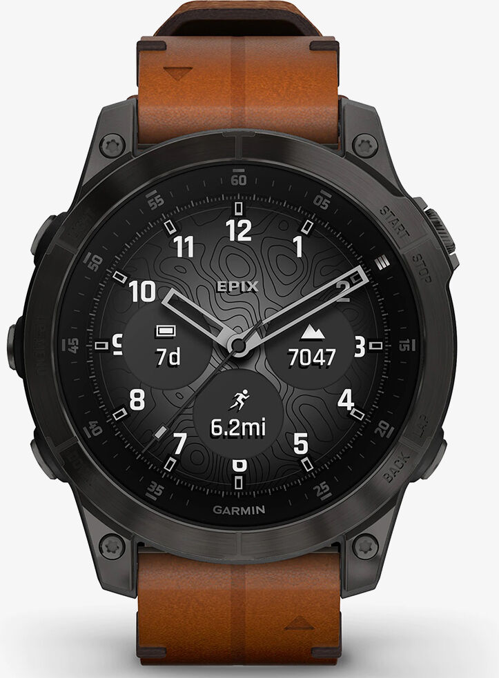 Garmin epix 2 47mm Black Case & Leather Strap Smartwatch 010-02582-30