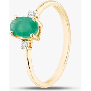 Pure Brilliance 9ct Yellow Gold 0.55ct Oval Cut Emerald & 0.03ct Diamond Shoulder Set Solataire Ring THR40125-ED (YG)