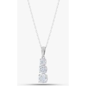 Pure Brilliance 9ct White Gold Certified Lab Grown 1.00ct Brilliant Cut Diamond Three Stone Pendant Necklace LGP35531-100 (WG)