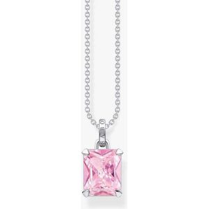 THOMAS SABO Silver & Pink Octagon Cut Cubic Zirconia Necklace KE1964-051-9-L45V