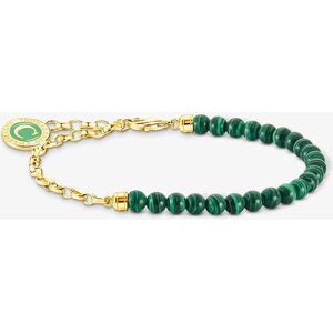 THOMAS SABO Gold Plated Member Charm Green Bead Bracelet A2130-140-6-L17V