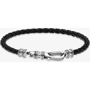 THOMAS SABO Sterling Silver Black Leather Strap Lobster Clasp Bracelet A1931-682-11-L17