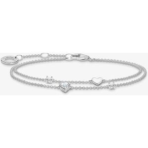 THOMAS SABO Ladies Silver Stone Set Heart Double Row Bracelet A2057-051-14-L19V