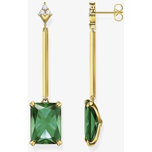 THOMAS SABO Ladies Gold-Plated Green Octagon Dropper Earrings H2176-971-6