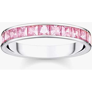 THOMAS SABO Silver & Pink Princess Cut Cubic Zirconia Channel Set Ring TR2358-051-9-56