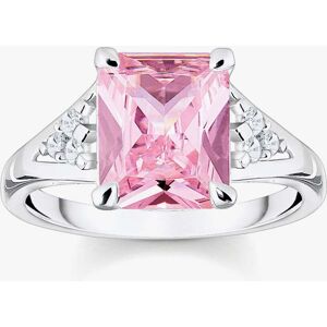 THOMAS SABO Silver & Pink Octagon Cut Cubic Zirconia Cocktail Ring TR362-051-9-52