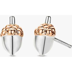 Clogau Sterling Silver & Rose Gold Royal Oak Leaf Acorn Stud Earrings 3SOAK902