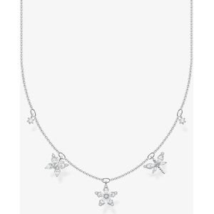 THOMAS SABO Sterling Silver White Cubic Zirconia Flower Necklace KE2100-051-14