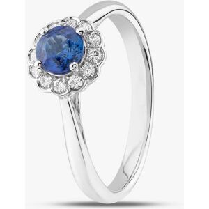 Gold Impression 18ct White Gold Brilliant Cut Sapphire & Diamond Small Flower Halo Ring R61930W-SAP M Gold Impression 18ct White Gold Brilliant Cut Sapphire & Diamond Small Flower Halo Ring R61930W-SAP M