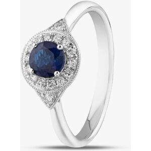 Gold Impression 18ct White Gold Brilliant Cut Sapphire & Diamond Shoulder Set Halo Ring R62366W-SAP M Gold Impression 18ct White Gold Brilliant Cut Sapphire & Diamond Shoulder Set Halo Ring R62366W-SAP M