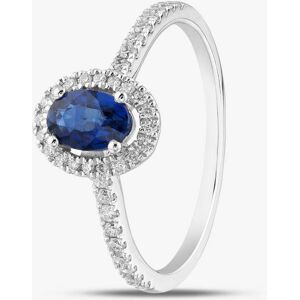 Gold Impression 18ct White Gold Oval Cut Sapphire & Brilliant Cut Diamond Shoulder Set Halo Ring R57704-SAP M Gold Impression 18ct White Gold Oval Cut Sapphire & Brilliant Cut Diamond Shoulder Set Halo Ring R57704-SAP M