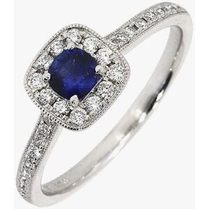 Gold Impression 18ct White Gold Brilliant Cut Diamond & Sapphire Shoulder Set Halo Ring 24995 N Gold Impression 18ct White Gold Brilliant Cut Diamond & Sapphire Shoulder Set Halo Ring 24995 N