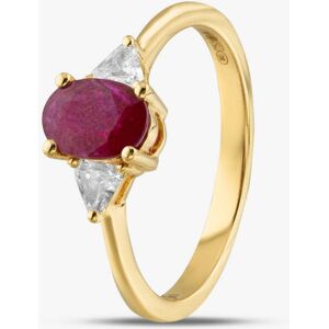Gold Impression 18ct Yellow Gold Oval Cut Ruby & Trillion Cut Diamond Shoulder Set Solitaire Ring R12893Y-RUBY N Gold Impression 18ct Yellow Gold Oval Cut Ruby & Trillion Cut Diamond Shoulder Set Solitaire Ring R12893Y-RUBY N