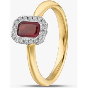 Gold Impression 18ct Yellow Gold Emerald Cut Ruby & Brilliant Cut Diamond Halo Ring 18DR334Y-RUBY M Gold Impression 18ct Yellow Gold Emerald Cut Ruby & Brilliant Cut Diamond Halo Ring 18DR334Y-RUBY M