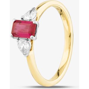 Gold Impression 18ct Yellow Gold 0.63ct Emerald Cut Ruby & 0.27ct Pear Cut Diamond Shoulder Set Solitaire Ring MQ8221 Gold Impression 18ct Yellow Gold 0.63ct Emerald Cut Ruby & 0.27ct Pear Cut Diamond Shoulder Set Solitaire Ring MQ8221