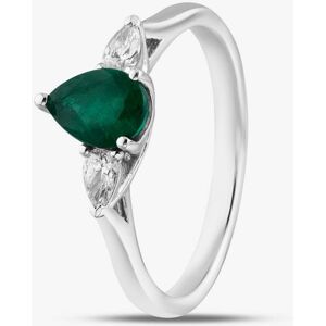 Gold Impression 18ct White Gold 0.69ct Pear Cut Emerald & 0.17ct Diamond Three Stone Ring R63945W-EM M Gold Impression 18ct White Gold 0.69ct Pear Cut Emerald & 0.17ct Diamond Three Stone Ring R63945W-EM M