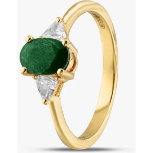 Gold Impression 18ct Yellow Gold Oval Cut Emerald & Trillon Cut Diamond Three Stone Ring R12893Y-EM N Gold Impression 18ct Yellow Gold Oval Cut Emerald & Trillon Cut Diamond Three Stone Ring R12893Y-EM N