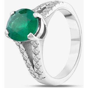 Gold Impression 18ct White Gold 2.65ct Oval Cut Emerald & 0.46ct Brilliant Cut Diamond Split Shoulder Set Solitaire Ring RN33 Gold Impression 18ct White Gold 2.65ct Oval Cut Emerald & 0.46ct Brilliant Cut Diamond Split Shoulder Set Solitaire Ring RN33