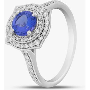 Gold Impression 18ct White Gold 0.85ct Brilliant Cut Tanzanite & 0.33 Diamond Shoulder Set Halo Ring NTR2017TZD-18W Gold Impression 18ct White Gold 0.85ct Brilliant Cut Tanzanite & 0.33 Diamond Shoulder Set Halo Ring NTR2017TZD-18W