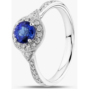 Gold Impression 18ct White Gold Brilliant Cut Tanzanite & Diamond Shoulder Set Halo Ring R60616W-TZ M Gold Impression 18ct White Gold Brilliant Cut Tanzanite & Diamond Shoulder Set Halo Ring R60616W-TZ M