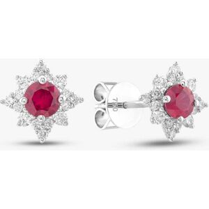 Gold Impression 18ct White Gold 0.52ct Ruby & 0.23ct Brilliant Cut Diamond Star Halo Stud Earrings 39736 Gold Impression 18ct White Gold 0.52ct Ruby & 0.23ct Brilliant Cut Diamond Star Halo Stud Earrings 39736