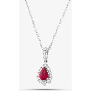 Gold Impression 18ct White Gold 1.10ct Pear Cut Ruby & 0.41ct Brilliant Cut Diamond Pendant Necklace LG238/EA(RU)-PR Gold Impression 18ct White Gold 1.10ct Pear Cut Ruby & 0.41ct Brilliant Cut Diamond Pendant Necklace LG238/EA(RU)-PR