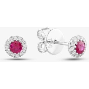 Gold Impression 18ct White Gold Brilliant Cut Ruby & Diamond Halo Stud Earrings 36845G1 Gold Impression 18ct White Gold Brilliant Cut Ruby & Diamond Halo Stud Earrings 36845G1
