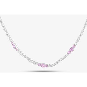 Gold Impression 18ct White Gold 2.75ct Pink Sapphire & 0.60ct Brilliant Cut Diamond Half Tennis Necklace HSN1062(PS) Gold Impression 18ct White Gold 2.75ct Pink Sapphire & 0.60ct Brilliant Cut Diamond Half Tennis Necklace HSN1062(PS)