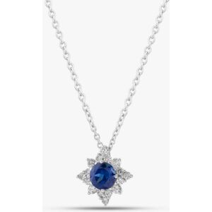 Gold Impression 18ct White Gold 0.43ct Sapphire & 0.18ct Brilliant Cut Diamond Star Halo Necklace 29292 Gold Impression 18ct White Gold 0.43ct Sapphire & 0.18ct Brilliant Cut Diamond Star Halo Necklace 29292