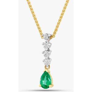 Gold Impression 18ct Yellow Gold 0.40ct Pear Cut Emerald & 0.15ct Brilliant Cut Diamond Pendant Necklace 49290 Gold Impression 18ct Yellow Gold 0.40ct Pear Cut Emerald & 0.15ct Brilliant Cut Diamond Pendant Necklace 49290