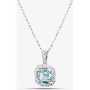 Gold Impression 18ct White Gold Asscher Cut Aquamarine & Brilliant Cut Diamond Square Halo Necklace LG232/PA(AQ) Gold Impression 18ct White Gold Asscher Cut Aquamarine & Brilliant Cut Diamond Square Halo Necklace LG232/PA(AQ)