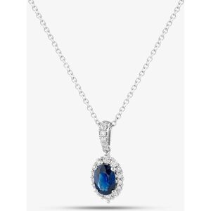 Gold Impression 18ct White Gold Oval Cut Sapphire & Brilliant Cut Diamond Halo Necklace LG237/PA(BS) Gold Impression 18ct White Gold Oval Cut Sapphire & Brilliant Cut Diamond Halo Necklace LG237/PA(BS)